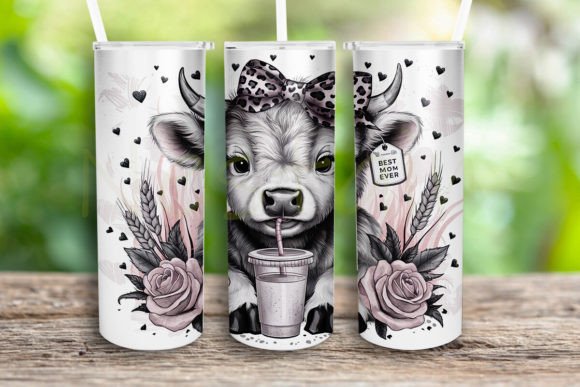 Best Mom Ever Highland Cow Tumbler Wrap